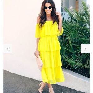 Tiered Pleated Midi Dress